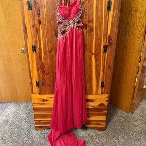 Xtreme Butterfly Rib Beaded Hot Pink Prom Dress